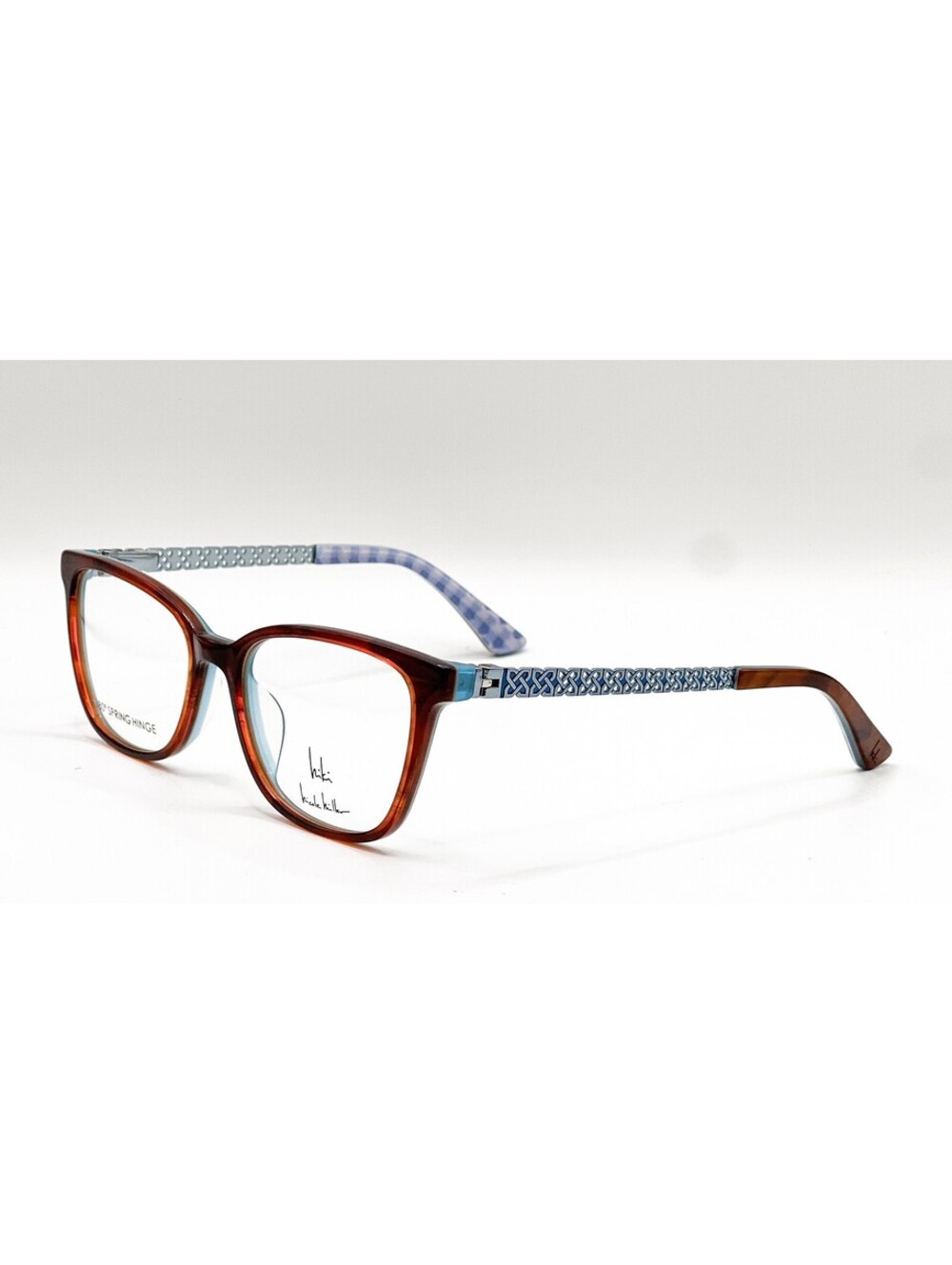 NEW NICOLE MILLER NARISSA C02 BROWN HORN/BLUE AUTHENTIC EYEGLASSES 50-16